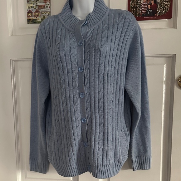 Honor Millburn Sweaters - Honora Millburn Light Blue Cable Knit Cardigan